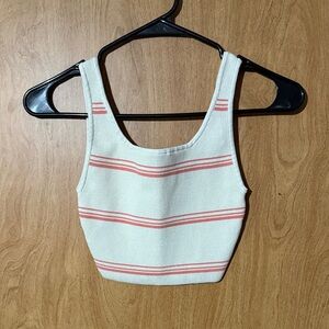 Babaton Cream Crop Tank with Pink Stripes